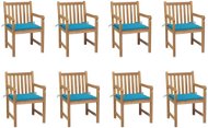Zahradní židle 8 ks modré podušky masivní teak, 3073062 - Zahradní židle