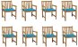 Zahradní židle 8 ks modré podušky masivní teak, 3073062 - Zahradní židle