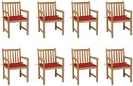 Zahradní židle 8 ks červené podušky masivní teak, 3073064 - Zahradní židle