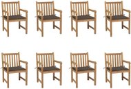 Zahradní židle 8 ks taupe podušky masivní teak, 3073066 - Zahradní židle