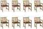 Zahradní židle 8 ks taupe podušky masivní teak, 3073066 - Záhradná stolička