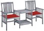Zahradní židle s čajovým stolkem a poduškami masivní akácie, 3061308 - Zahradní židle