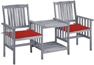 Záhradná stolička s čajovým stolíkom a poduškami masívna akácia, 3061308 - Záhradná stolička