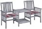 Záhradná stolička s čajovým stolíkom a poduškami masívna akácia, 3061315 - Záhradná stolička