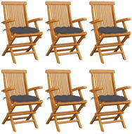 SHUMEE Židle zahradní, teak, podušky - 6ks v balení 3062556 - Zahradní židle