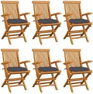 Zahradní židle SHUMEE Židle zahradní, teak, podušky - 6ks v balení 3062556 - Zahradní židle
