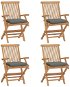 Zahradní židle s šedými poduškami 4 ks masivní teak, 3065633 - Záhradná stolička