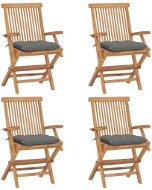Zahradní židle s šedými poduškami 4 ks masivní teak, 3065633 - Záhradná stolička