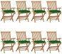 Zahradní židle se zelenými poduškami 8 ks masivní teak, 3072909 - Zahradní židle