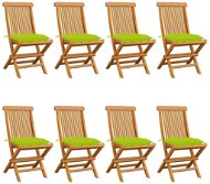 Zahradní židle s jasně zelenými poduškami 8 ks masivní teak, 3072943 - Záhradná stolička