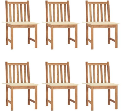 Zahradní židle s poduškami 6 ks masivní teak, 3073117 - Zahradní židle - Main image