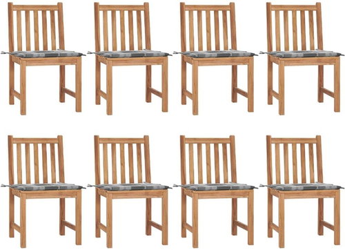 Zahradní židle s poduškami 8 ks masivní teak, 3073156 - Zahradní židle - Main image