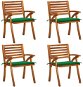 Zahradní židle s poduškami 4 ks masivní akáciové dřevo, 3075179 - Zahradní židle