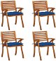 Zahradní židle s poduškami 4 ks masivní akáciové dřevo, 3075199 - Zahradní židle
