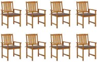 Zahradní židle s poduškami 8 ks masivní akáciové dřevo, 3078174 - Zahradní židle