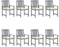 Zahradní židle s poduškami 8 ks masivní akáciové dřevo šedé, 3078224 - Zahradní židle