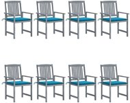 Zahradní židle s poduškami 8 ks masivní akáciové dřevo šedé, 3078226 - Zahradní židle
