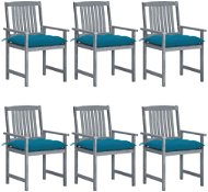 Zahradní židle s poduškami 6 ks masivní akáciové dřevo šedé, 3078241 - Záhradná stolička