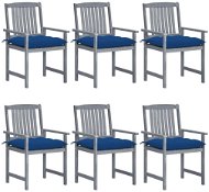 Zahradní židle s poduškami 6 ks masivní akáciové dřevo šedé, 3078247 - Zahradní židle