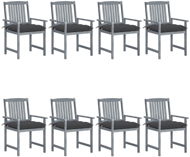 Zahradní židle s poduškami 8 ks masivní akáciové dřevo šedé, 3078249 - Zahradní židle