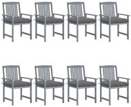 Zahradní židle s poduškami 8 ks masivní akáciové dřevo šedé, 3078250 - Zahradní židle