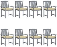 Zahradní židle s poduškami 8 ks masivní akáciové dřevo šedé, 3078251 - Záhradná stolička
