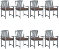 Zahradní židle s poduškami 8 ks masivní akáciové dřevo šedé, 3078257 - Zahradní židle