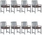 Zahradní židle s poduškami 8 ks masivní akáciové dřevo šedé, 3078257 - Záhradná stolička