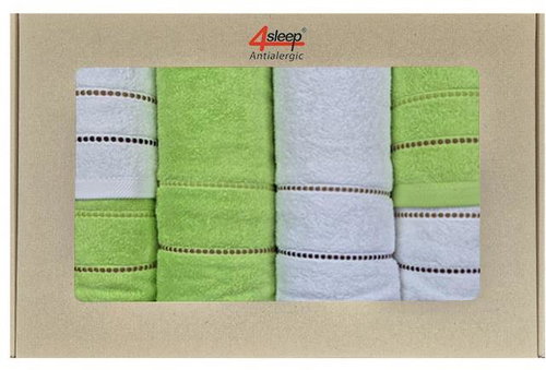 4sleep Dárkové balení ručníků a osušek Eco - zelenobílé - Towel Set - Main image