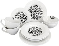by inspire Croft Velvet 10dílná porcelánová souprava, bílá/černá - Dish Set
