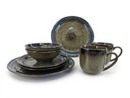 Clay Tierra 8dílná jídelní keramická sada pro 2 osoby, zemitá hnědá - Dish Set