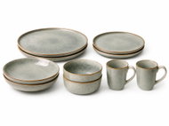 Clay Skandi 10dílná jídelní keramická sada pro 2 osoby, šedobéžová - Dish Set