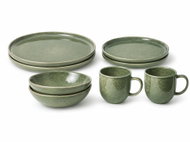 Clay Olive 8dílná jídelní keramická sada pro 2 osoby, olivově zelená - Dish Set
