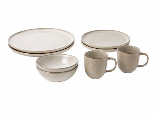 Clay Dune 8dílná jídelní keramická sada  pro 2 osoby, béžová - Dish Set - Main image