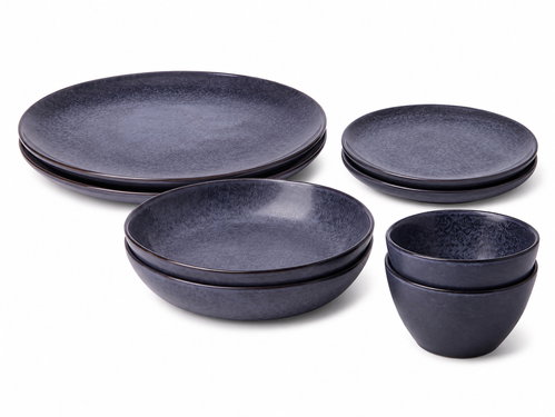 Clay Storm 8dílná jídelní keramická sada pro 2 osoby, temně modrá - Dish Set - Main image