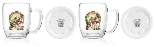 Sahm Set of 2 beer mugs incl. porcelain coaster, Little Red Riding Hood motif - Glass - Main image
