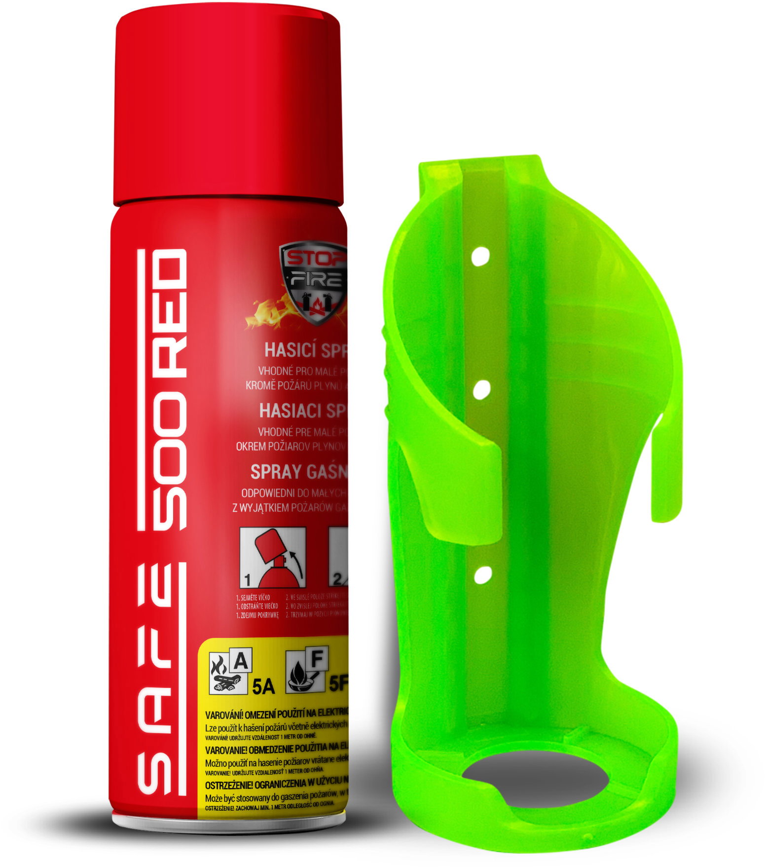 SAFE HOME Készlet Tűzoltó spray Safe 500 Red + tartó Safe 50F