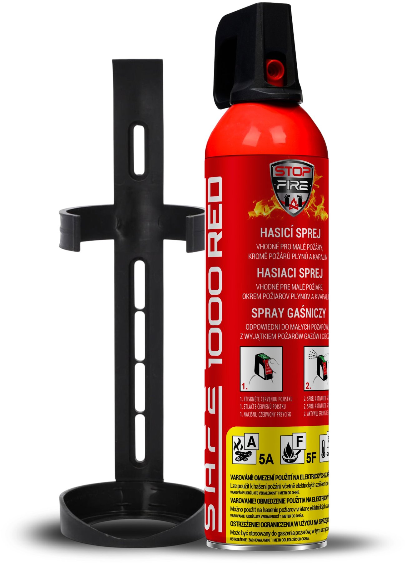 SAFE HOME Készlet Tűzoltó spray Safe 1000 Red + tartó Safe 100C
