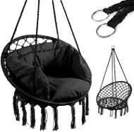 IKONKA Rocking chair Heron's nest with backrest black 80 cm + cushions - Hanging Chair