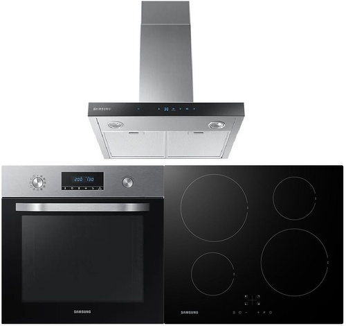 SAMSUNG Dual Fan NV70K2340RS/EO + SAMSUNG NZ64F3NM1AB/UR + SAMSUNG NK24N5703BS - Oven, Cooktop & Kitchen Hood Set - Main image