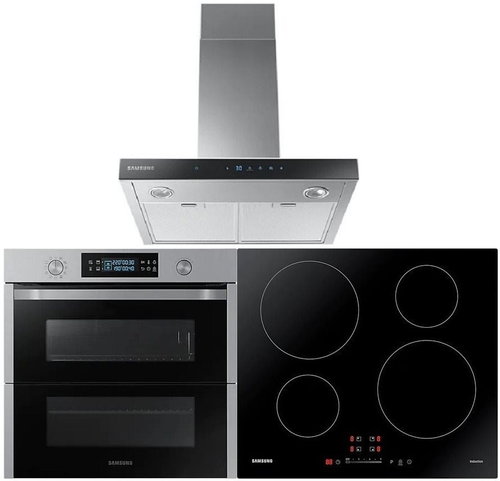 SAMSUNG Dual Cook Flex NV75N5671 RS/OL + SAMSUNG NZ64M3707AK/UR + SAMSUNG NK24N5703BS - Oven, Cooktop & Kitchen Hood Set - Main image