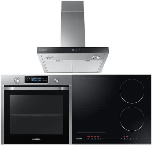 SAMSUNG Dual Cook NV75N5573RS/EF + SAMSUNG NZ64R3747BK/UR + SAMSUNG NK24N5703BS - Oven, Cooktop & Kitchen Hood Set - Main image