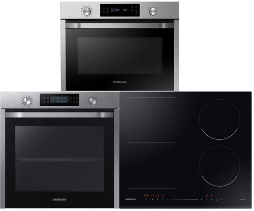 SAMSUNG Dual Cook NV75N5573RS/EF + SAMSUNG NZ64R3747BK/UR + SAMSUNG NQ50J3530BS/EO Main image SAMSUNG Dual Cook NV75N5573RS/EF + SAMSUNG NZ64R3747BK/UR + SAMSUNG NQ50J3530BS/EO - Oven, Cooktop and Microwave Set - Main image
