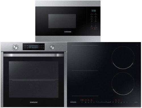 SAMSUNG Dual Cook NV75N5573RS/EF + SAMSUNG NZ64R3747BK/UR + SAMSUNG MG22M8074AT/EO - Oven, Cooktop and Microwave Set - Main image