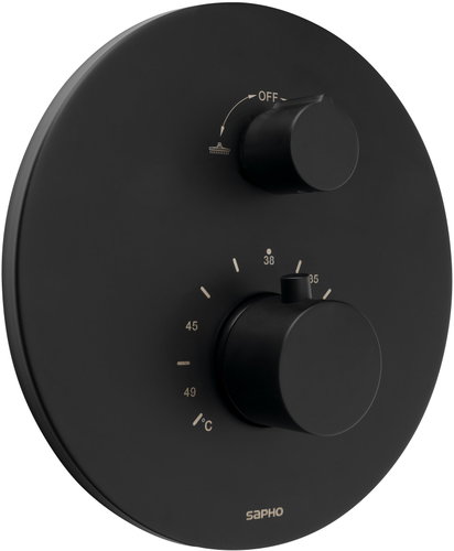 SAPHO Thermostatic concealed shower mixer, box, 2 outlets, black matt RH396B - Tap - Main image