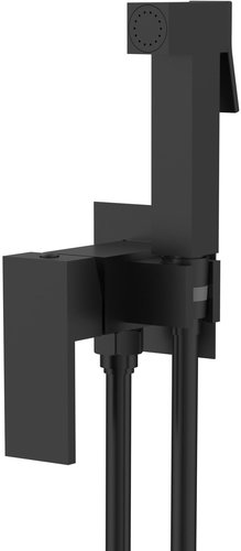 SAPHO CUBEMIX pedestal bidet mixer with stop shower, square, mat black CM040B - Bidet Shower - Main image