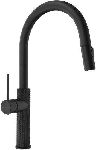 SAPHO FLAWO pedestal basin mixer with pull-out shower, black matt FR576B - Tap - Main image
