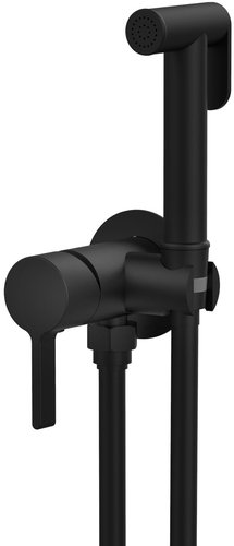 SAPHO ICONIC pedestal bidet mixer with stop shower, round, mat black AF040B - Bidet Shower - Main image