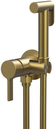 SAPHO ICONIC pedestal bidet mixer with stop shower, round, matt gold AF040GB - Bidet Shower - Main image
