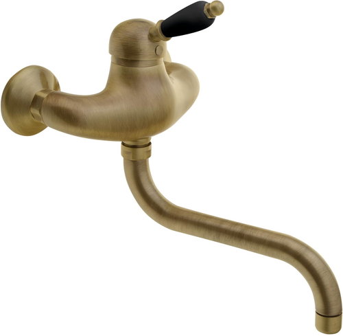 SAPHO KIRKÉ BLACK wall mounted mixer, black lever, bronze KI15NB - Tap - Main image